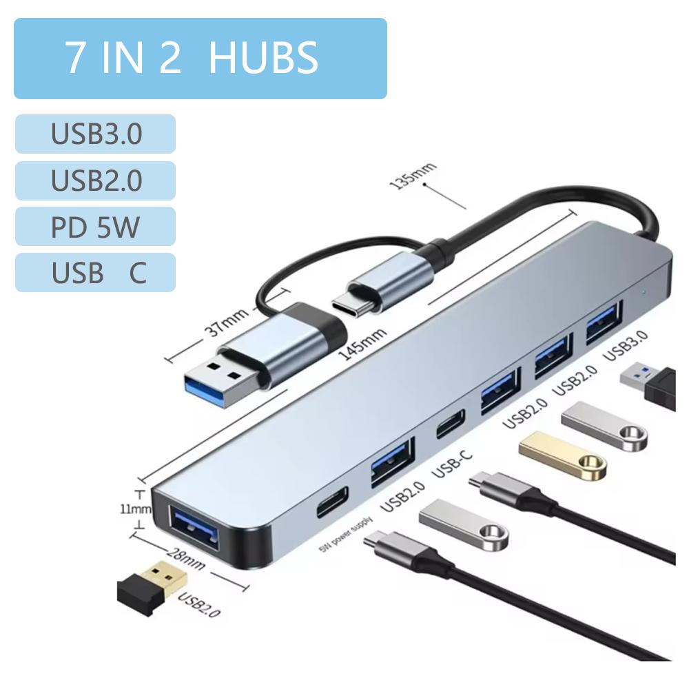 USB C Hub USB Splitter 8in1 7in1 7in2 3in1 USB Extender with 4 USB Port 1 USBC Port TF/SD Card Reader Audio Output Compatible