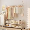 Movable Indoor Clothes Rack: Floor Stand for Home, Balcony Drying, or Bedroom Coat Hanging.