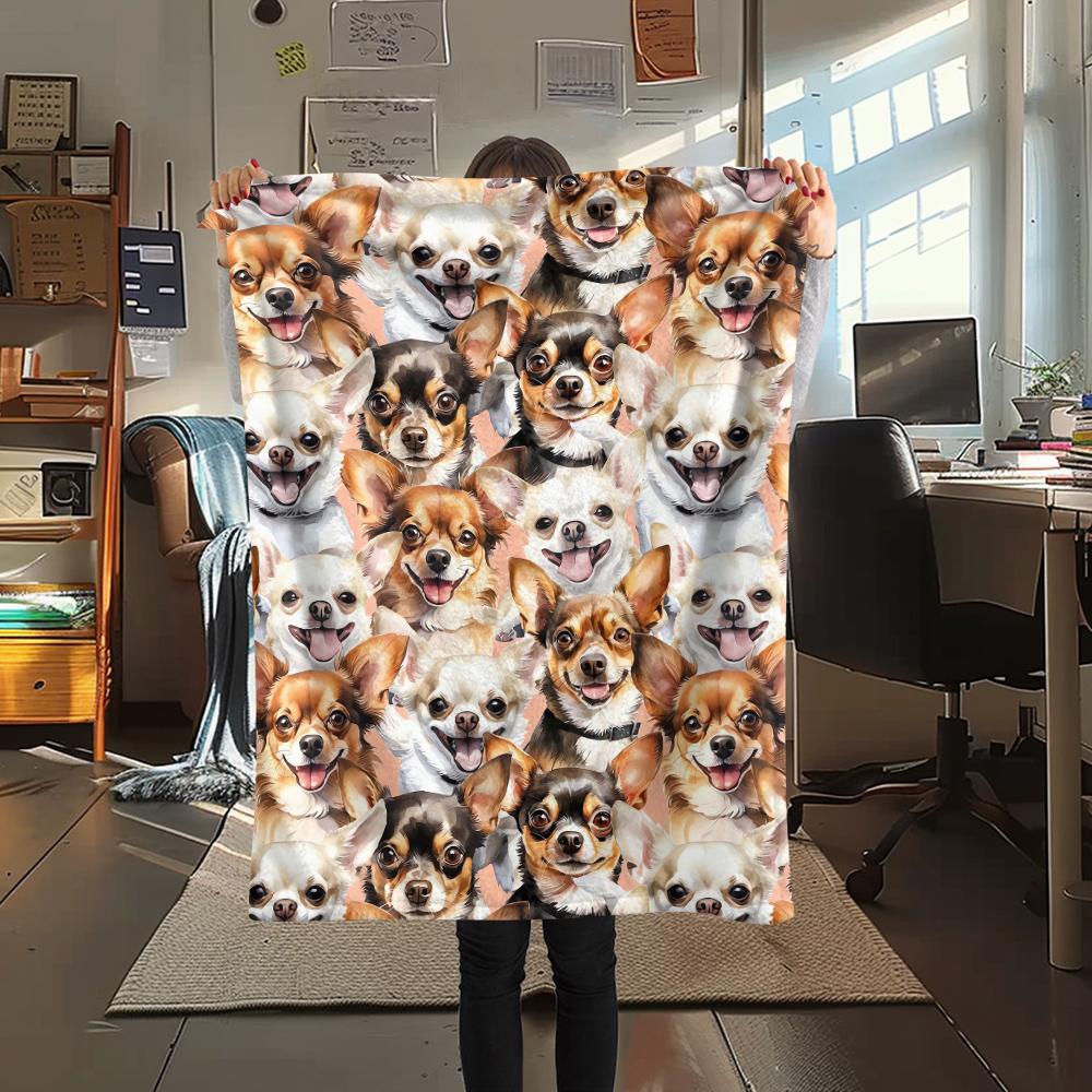 

1Pc Cute Dogs Print Flannel Blanket, High quality Comfortable for All Seasons, Home Decor, Warmth and Comfort, Perfect for Christmas Gifts 80cm x 120cm