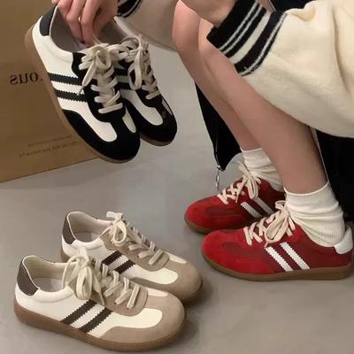 Red Women's Spring and Autumn New Flat-soled White Shoes, Student Versatile Sports and Leisure Board Shoes