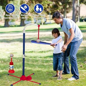 1 Ensemble Tee de Baseball 2-en-1 pour Enfants, Jouet d'Entraînement de T-Ball en Plastique Réglable pour Jouer en Plein Air
