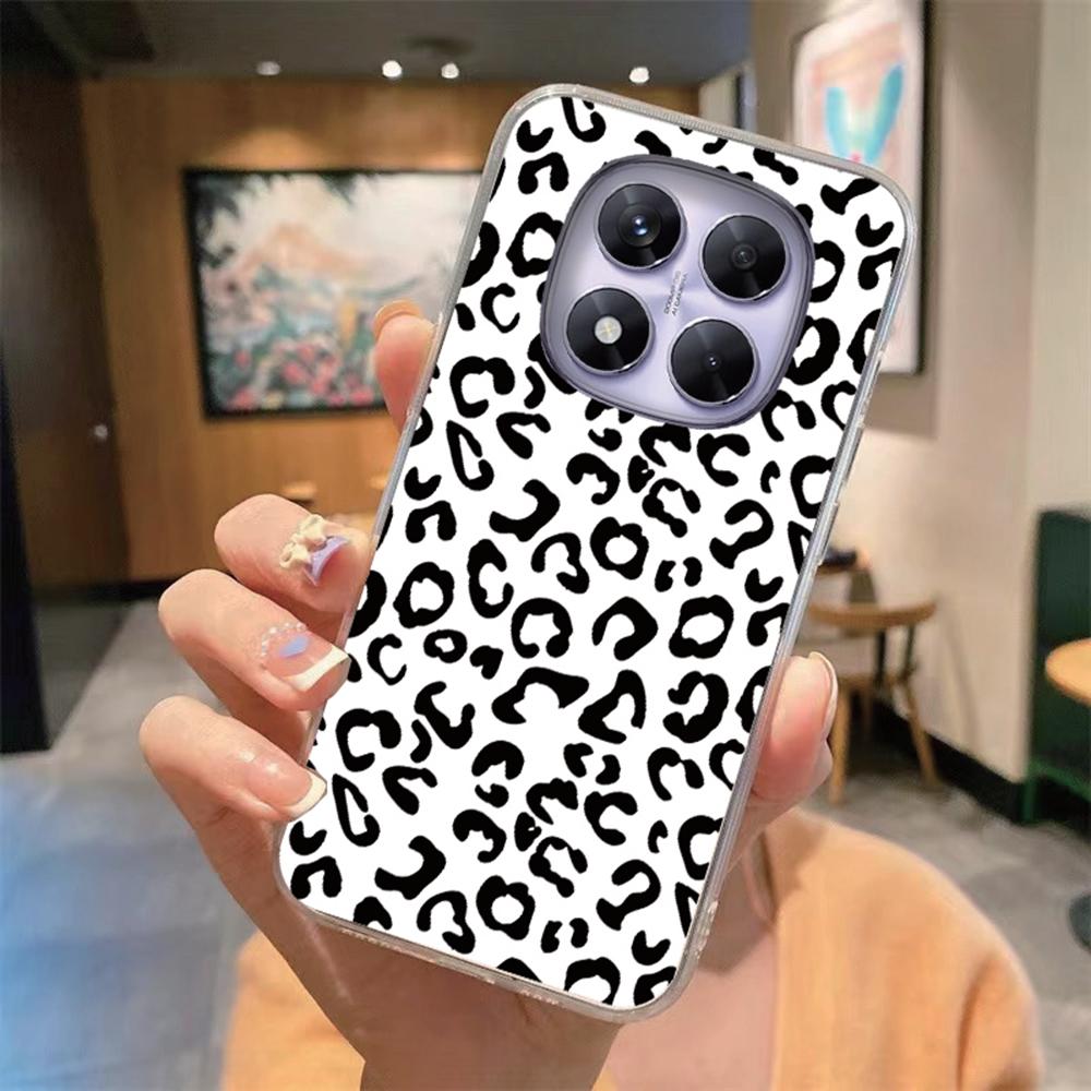 Blauw Luipaardprint Artistiek Marmeren Telefoonhoesje Voor Xiaomi Redmi Note 15 Pro 5G Transparant Helder Voor Redmi 15C 15 4G Zachte Cover