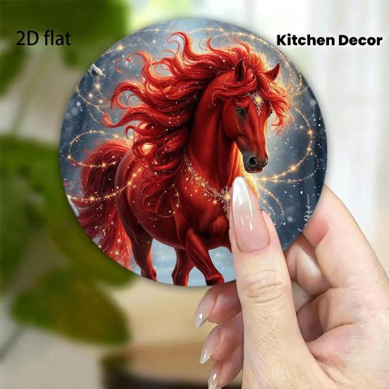 2026 Year of The Horse Fridge Magnet Acrylic Auspicious Horse Refrigerator Magnet Chinese New Year Festival Home Kitchen Door Locker Decoration