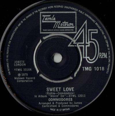7inch Record COMMODORES - Sweet Love TMG1018 Tamla Motown 1976 UK Soul/Funk Used