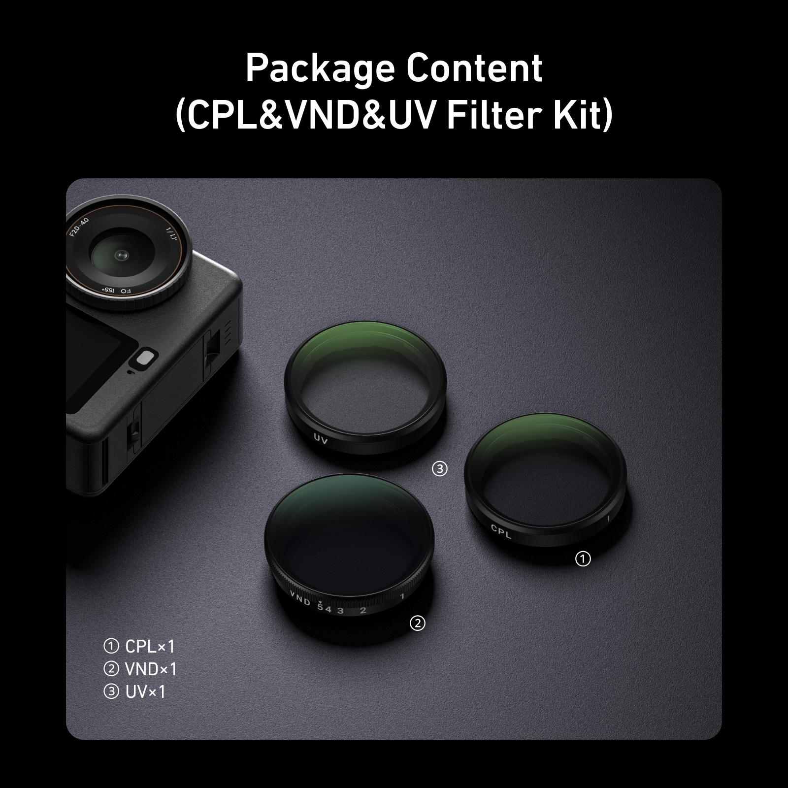 TELESIN Lens Filter for DJI OSMO Action 6 CPL ND8 ND16 ND32 UV VND Quick Release Filter Frame For DJI Action 6 Lens Filter Set CPL VND UV Set