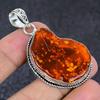 Natural Baltic Amber Gemstone 925 Sterling Silver Jewelry Pendant 2.25" O8I66
