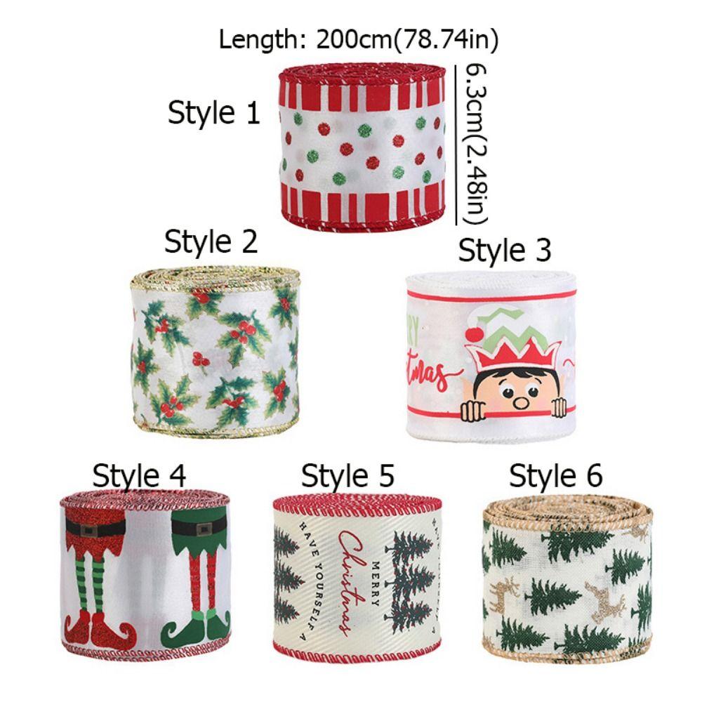 Cartoon Christmas Ribbons Christmas Tree Decorative DIY Wreath Bows Ribbons Deer Pattern 2M/Roll Gift Packing Ribbons