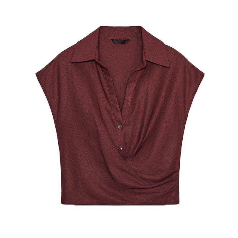 New Fall Women's Clothing Double Breasted Tops 8026709 Linen Blend Pleated Casual Shorts 8249709