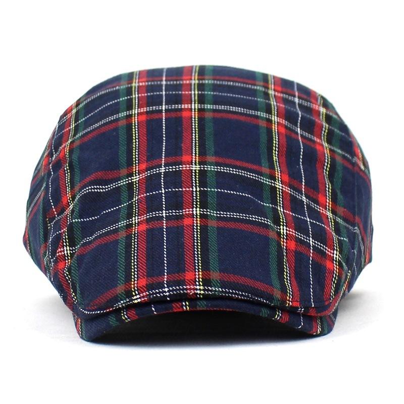Mode Baskenmütze Frauen Englisch Plaid Ente Zunge Kappe Britischen Stil Männer Vorwärts Kappe