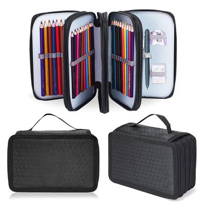 Trousse à crayons 72 trous 4 couches Portable Grande capacité Pochette à crayons Sac à stylos à fermeture éclair Fournitures de rentrée Scolaire Porte-articles de papeterie