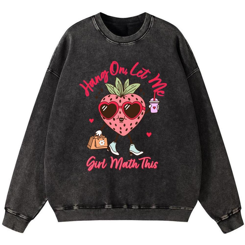 Ms Strawberry Went Shopping Womans Vintage Washed Cotton Sweatshirt Autumn Loose Pullover Casual Thin Style Crewneck