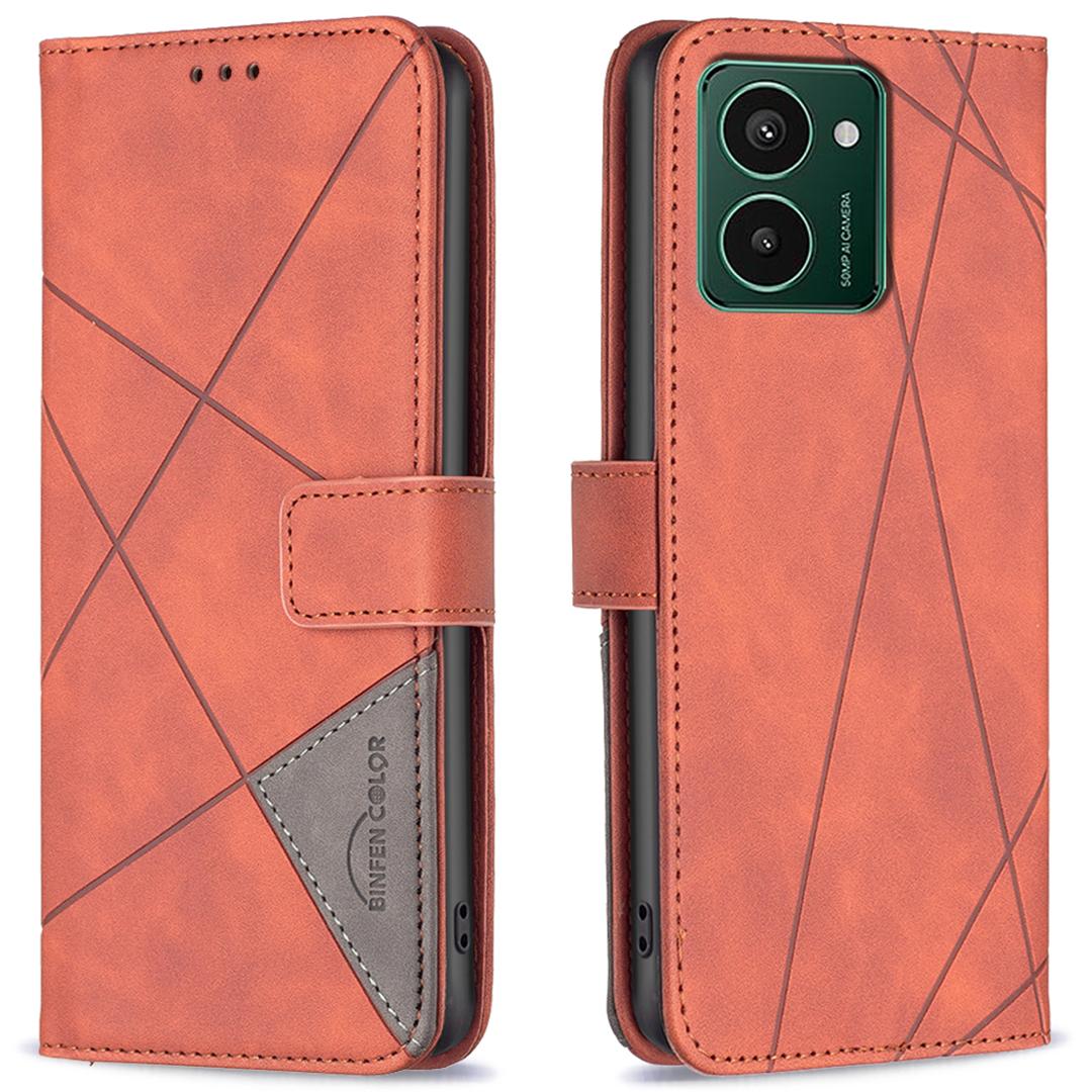 

BINFEN COLOR Для HMD Pulse+ Чехлы для телефонов Кошелек Подставка Геометрический оттиск Кожаная обложка Brown