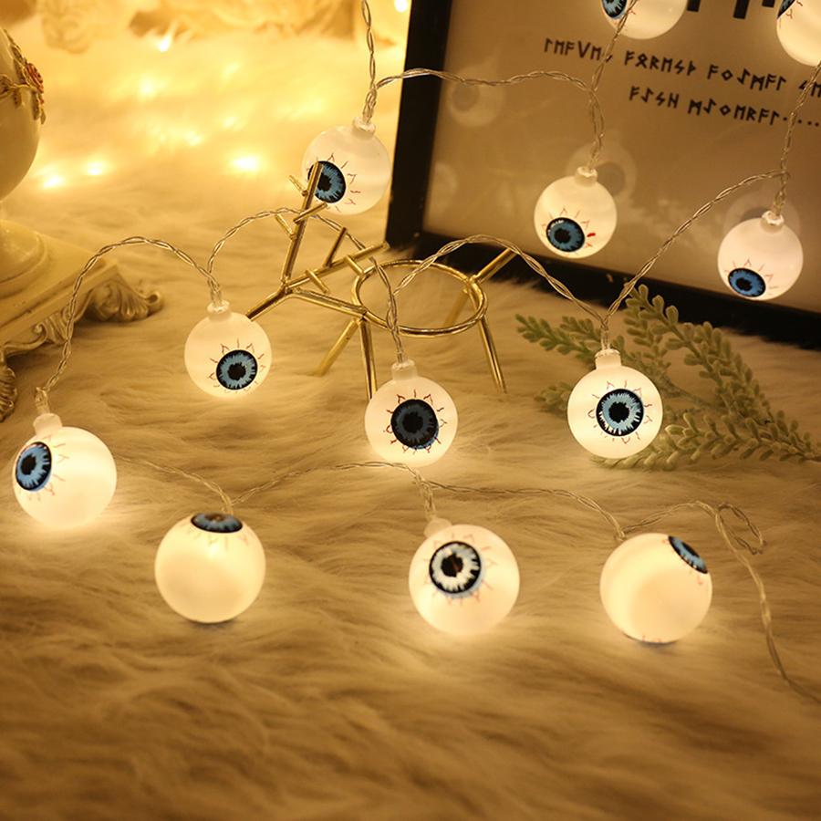 LED Halloween Ghost Eye Light String Festival Horror Atmosphere Decorative Light Solar Eye Color Light String Light