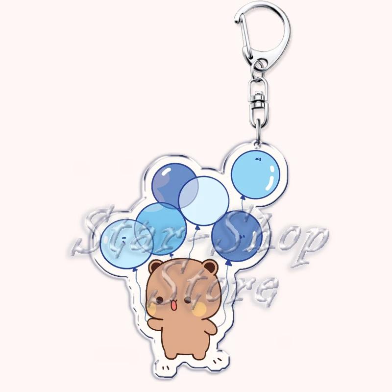 Lovely Bubu Eat Dudu Keychains Love Couple Grey Bear Panda Yier Keyring for Accessories Bag Key Chain Jewelry Fans Lover Gifts