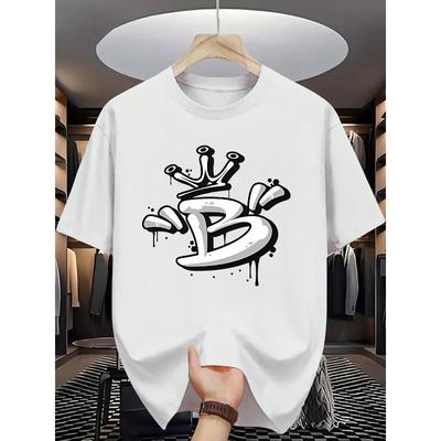 European Size Summer Men's Fashion Pattern Short Sleeve T-Shirt with Letter Print