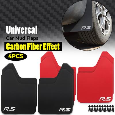 Rally Style Mud Flaps Carbon Fiber Effect Universal Splash Guards Fender Arch Protection Car Trunk Auto Clips Widen Body Styling
