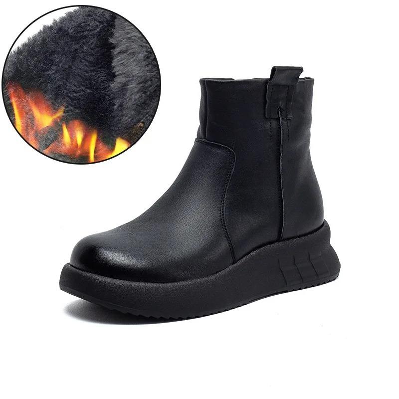 

Johnature Простые однотонные короткие ботинки на толстой подошве, удобные, с толстым плюшем, теплые, универсальные женские хлопковые туфли 40 чёрный