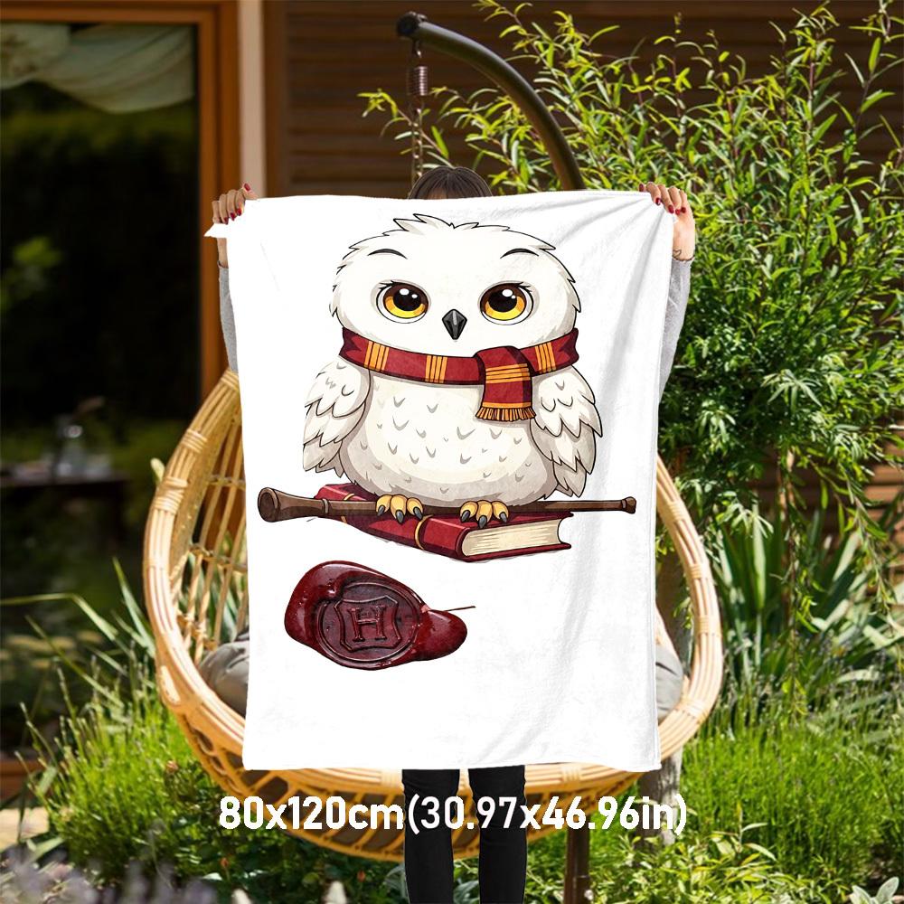 1pc Hogwarts Owl Delivery Outdoor Flannel Throw Blanket All Season Soft Warmth,Home Decor 1031187
