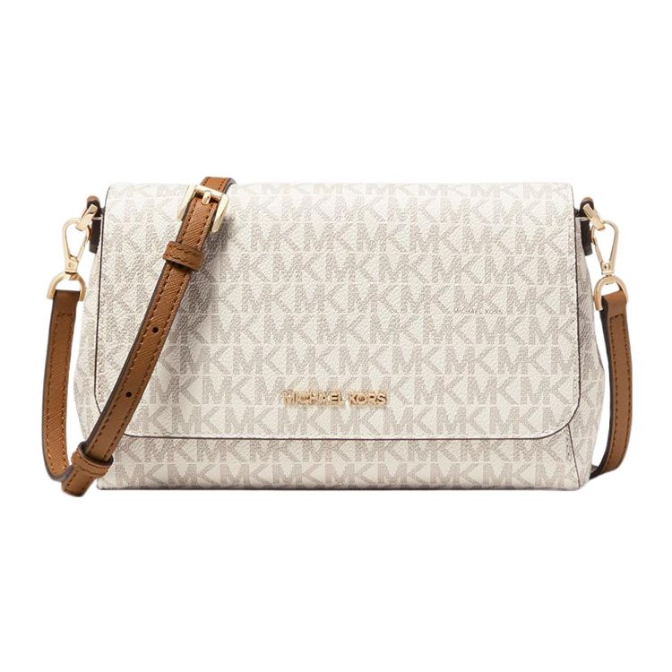 

Michael Kors Logo Print Magnetic Closure Leather Trim Crossbody Bag Medium Women crossbody bag White 35H8GTTC6B-VANILLA Basic Set (Bag+Dust Bag)