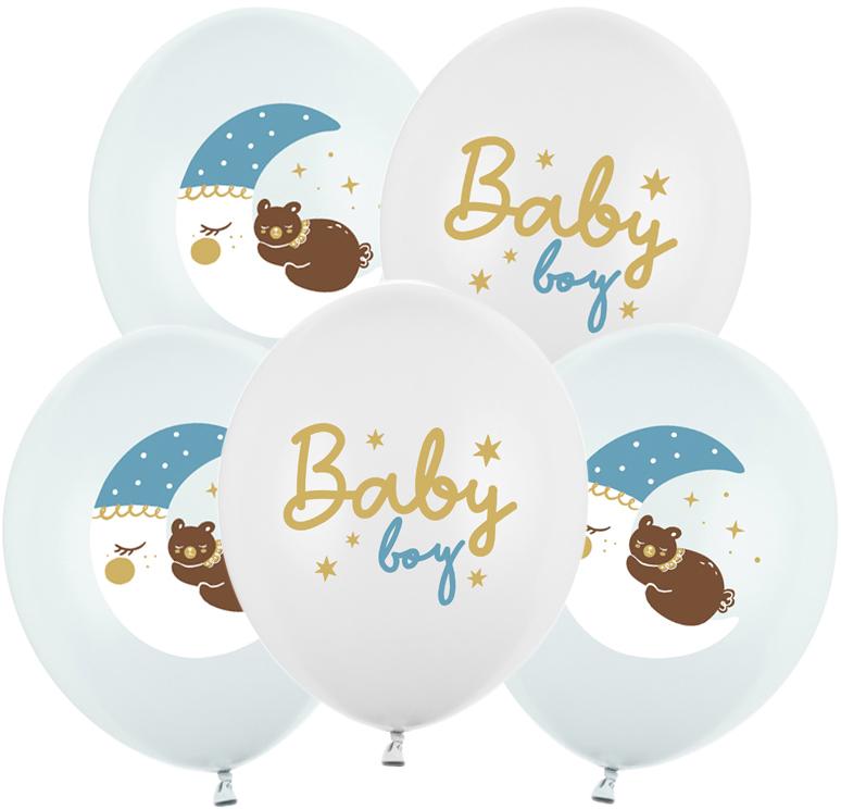 Balony Pastelowe Baby Boy Shower Miś Mix 5Szt.