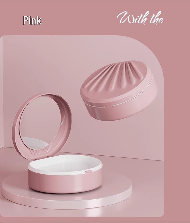 Invisible Aligner Storage Box with Mirror - Portable Retainer and Denture Cleaner