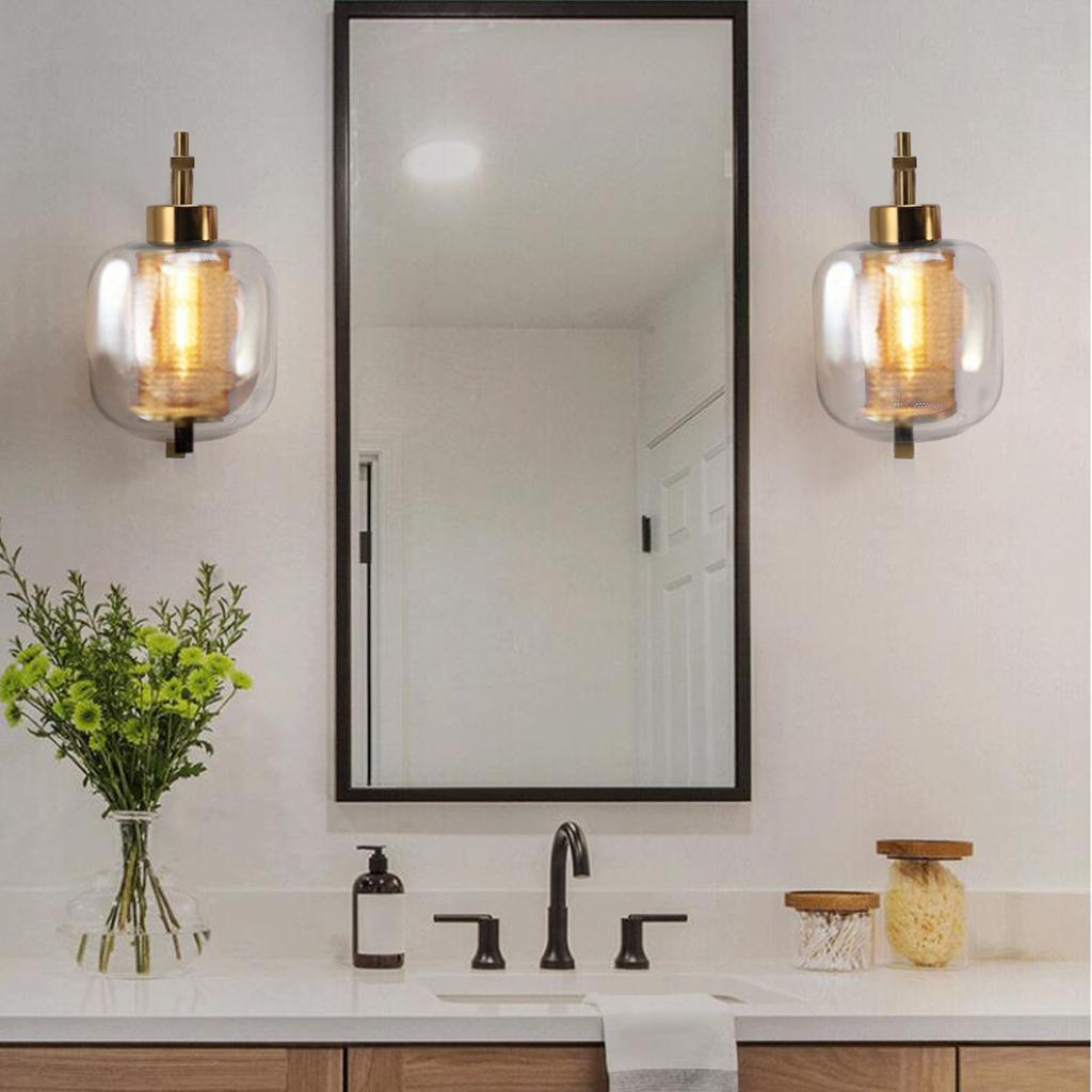 Vintage Wall Sconce Light with Glass Lamp Shade Industrial Indoor Lamp Fixture for Hallway Bedroom