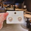 Cute Korean Earrings Love Heart Bling Crystal Stone Rose Gold Stud Earrings for Women Korean Jewelry Gift