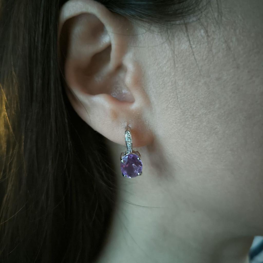 Серебряные серьги с натуральным аметистом (2189282)