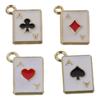 Gold Enamel Pendants Heart Shape Block Poker Card Charms  DIY Jewelry Making