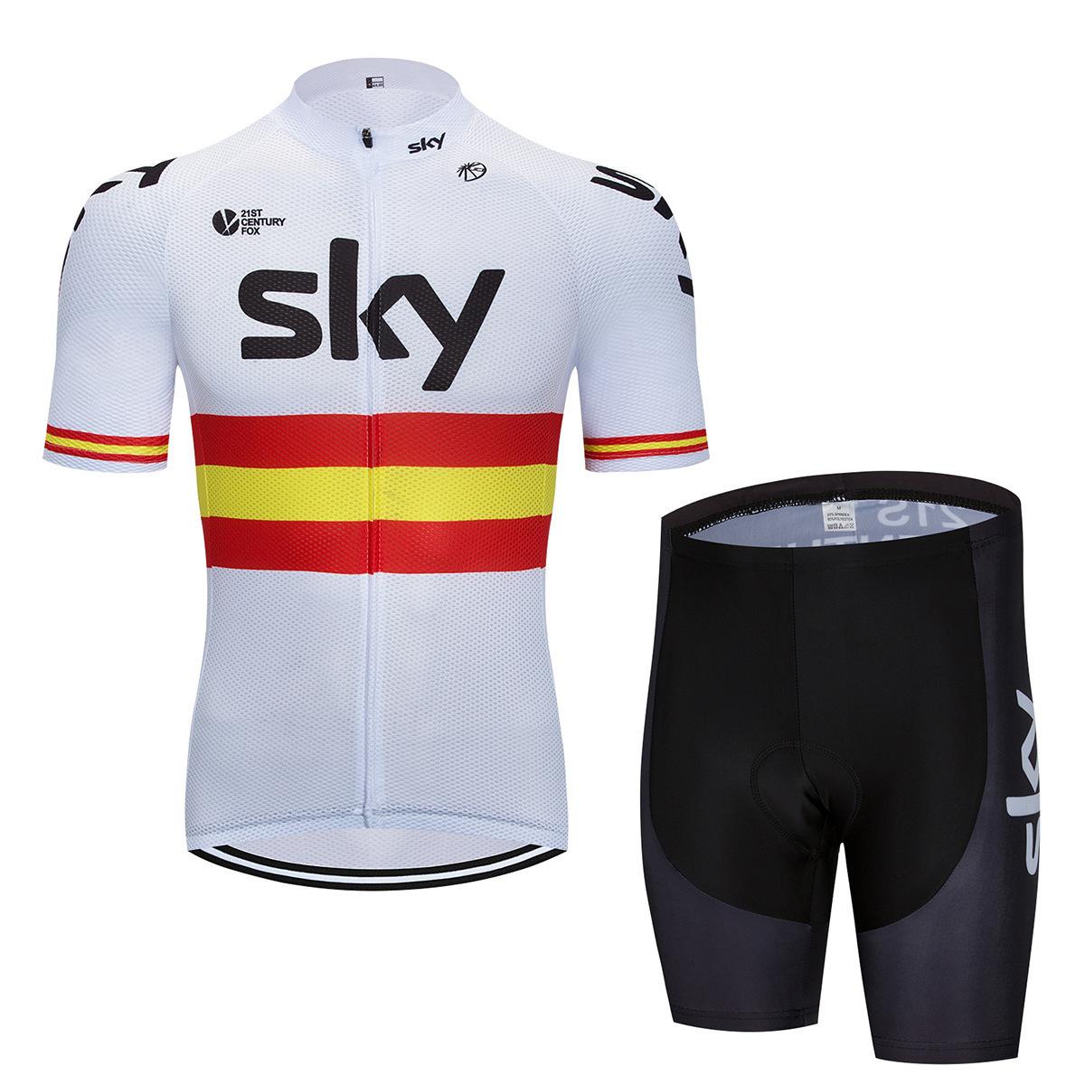 

Bicycle Clothing Sky Team Mountain Bike Bicycle Team Edition Cycling Suit Set Strap Short Sleeve Set 2026 Summer Breathable Cycling Suit Set L