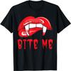 Bite Me Sexy Woman Vampire Mouth Lips Blood Fangs Teeth T-Shirt