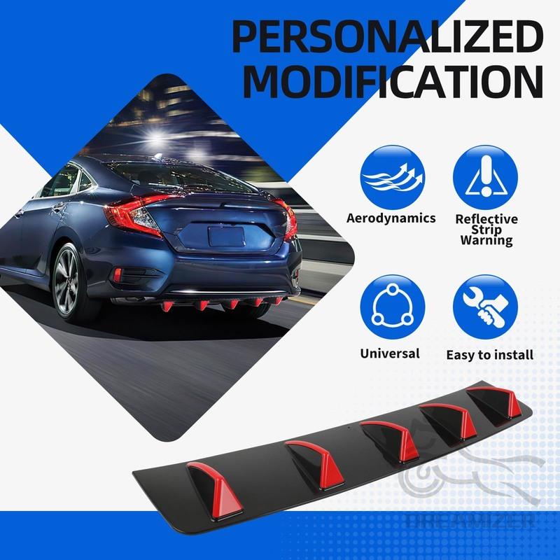 Universal Black Blue Red Shark Fin Three-Section Car Rear Bumper Lip 5-Fin Diffuser Universal Spoiler A Body Kit For Honda
