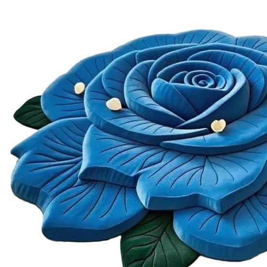 3D Visual Flower Shaped Floor Mat Non Slip Floral Bathroom Rug Super Absorbent Illusion Carpet for Tub Shower Bedroom Kitchen