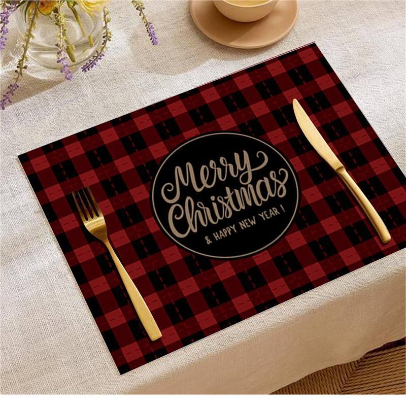 Jolly Christmas Linen Placemats - Stain-Proof, Heat-Resistant Holiday Table Decor