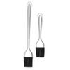 2Pcs Oil Brush Silicone Hair Stainless Steel Handle Silver Kitchen Baking Supplies