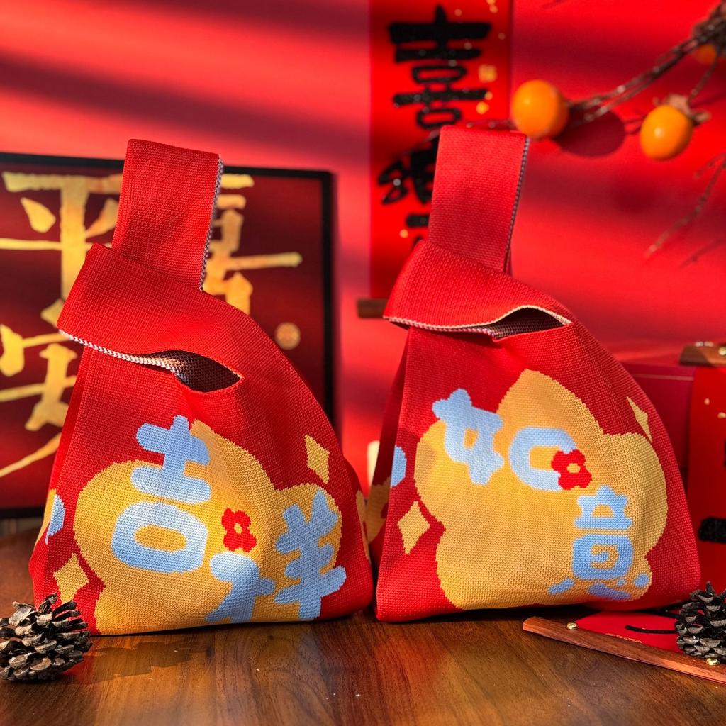 Geantă Tricotată cu Tematică Festivalul Bărcii Dragonului Geantă Cadou pentru Întâlnirea Companiei Geantă de Mână Cadou de Nuntă Geantă Zongzi Geantă Fericită pentru Bomboane