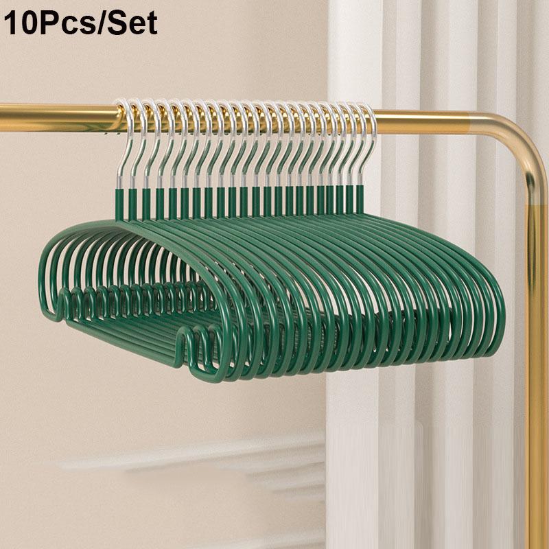 10pcs Non-Slip Coated Metal Hangers Thicken No Trace Hanger For Clothes Suit Coat Shirt Jacket Hanging Hanger with Round Notches
