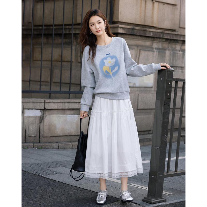 DEMANA Spring Korean Style Illustration Print Sweatshirt