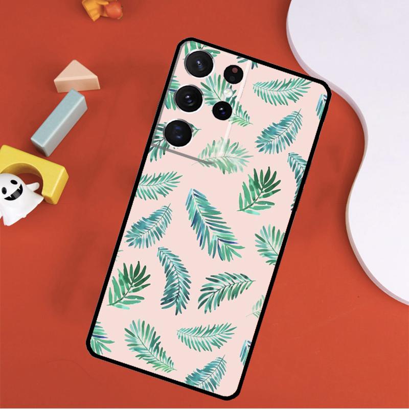 Monstera Leaves Palm Tree Flowers Phone Case For Samsung Galaxy S25 Ultra S9 S10 S20 FE S21 S22 S23 S24 Plus S24 Ultra Cover