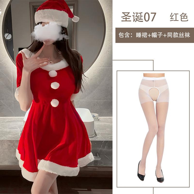 Christmas cos uniform sexy lingerie velvet, couple sexy new red mood suit