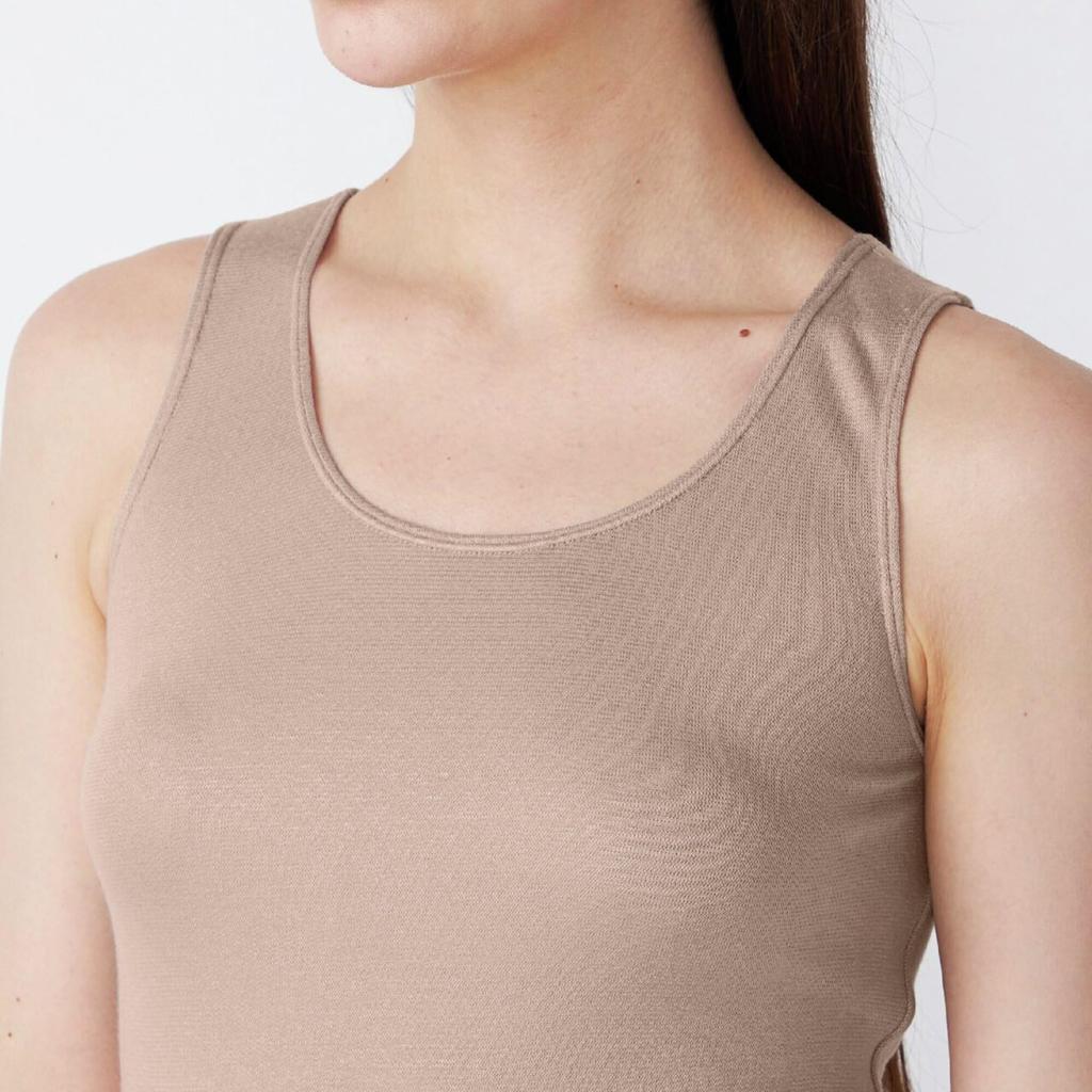 Mizuno Breath Thermo Premium Hot Inner Tank Medium for Daily Material Women's Top, Thickness, Use, C2JAC824, Greige, Heat-Generating
