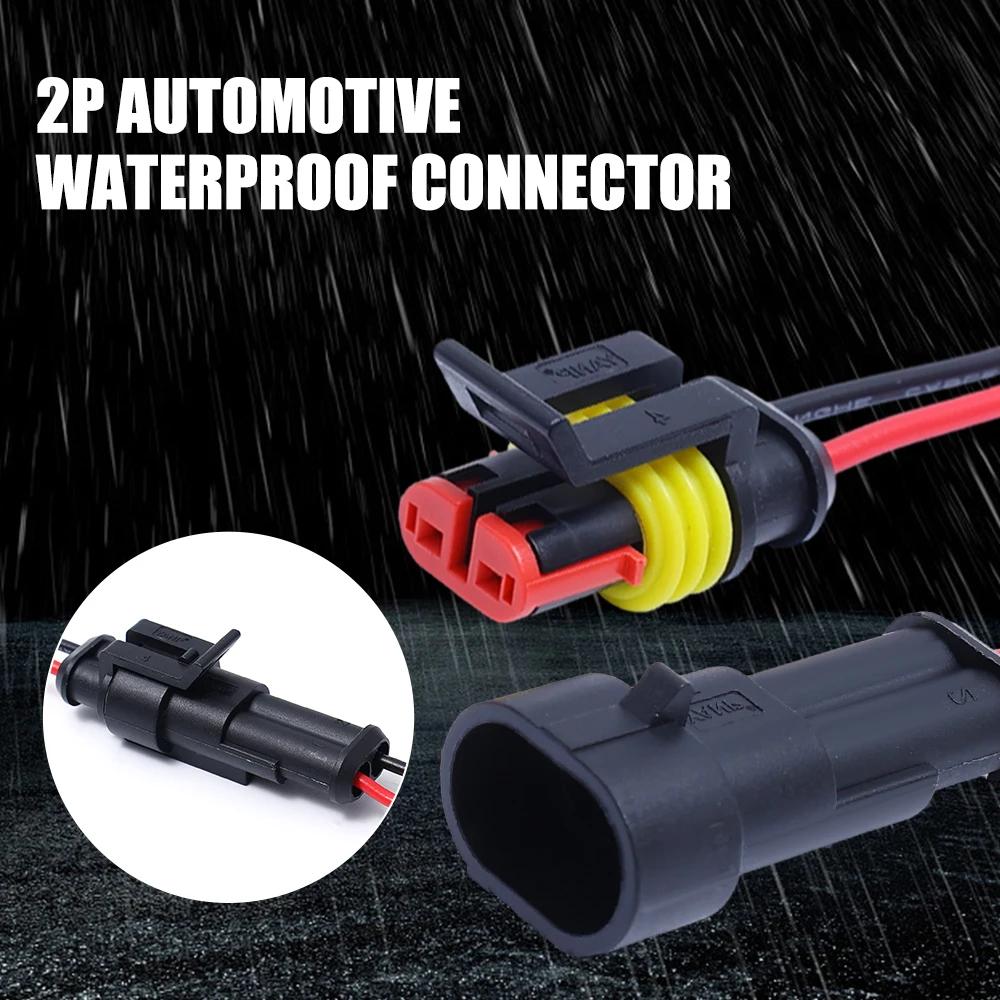 Car Waterproof Connector 2-pin Auto Motorcycle Scooter Marine Waterproof Male Female Electrical Connector Plugs with Wire