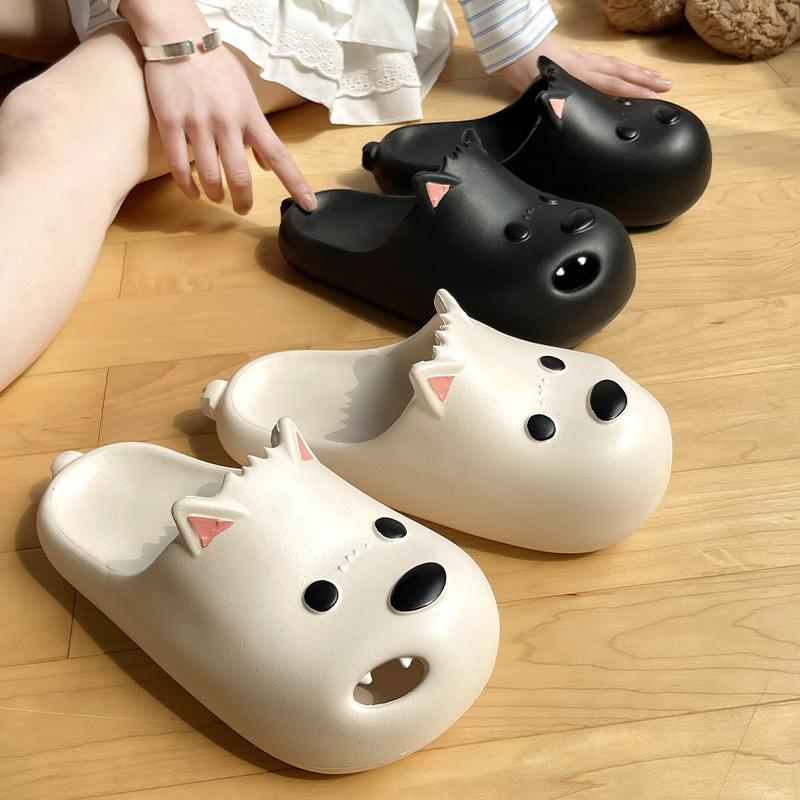 Fashion Summer Home Street Slippers For Women Men Cute Cartoon Dog Platform Shoes Soft EVA Slip-on Sandals Couples Indoor Beach Slides