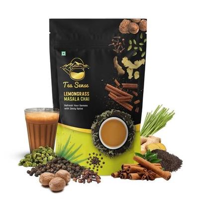 TEA SENSE Лемонграс Масала Чай | 200 г | Пікантна Пряна Суміш | Ассам CTC, Імбир, Кардамон, Гвоздика, Кориця, Мускатний горіх, Чорний перець