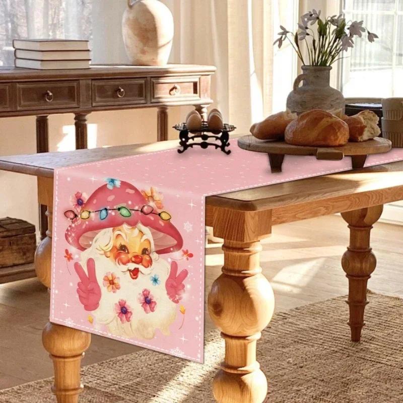 Simple Christmas Linen Table Runners, Pink Table Runner, Dining Table Decoration, Household Party, Holiday Decoration