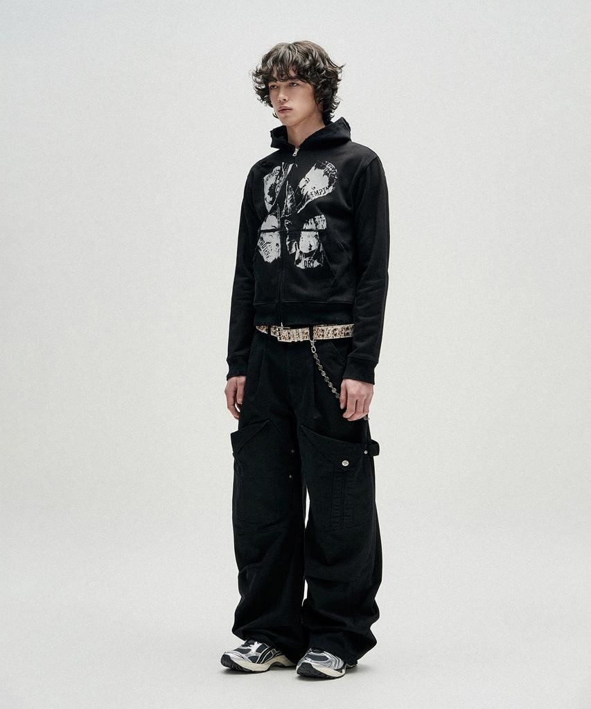 NOT4NERD Flap Pocket Curved Cotton Pants - Black