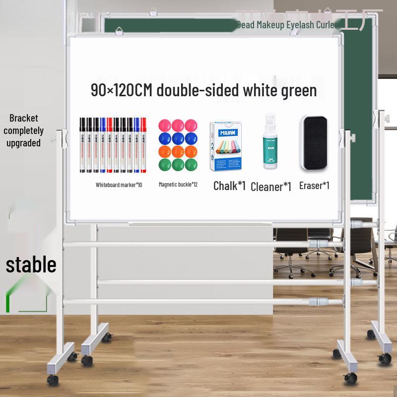 Double-Sided Magnetic Whiteboard & Chalkboard with Mobile Stand for Home, Teaching, and Office Use