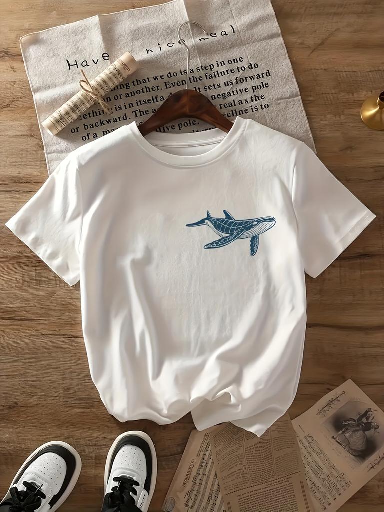 T-shirt Grafica Orca Killer Whale Profondo Mare Donna Moda Estiva Manica Corta Tee Streetwear Retrò Top Estetica Marina da Donna