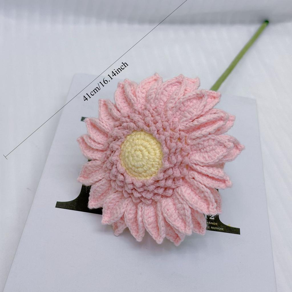 1 Stück Doppelschichtige Sonnenblume Handgehäkelt Kunstblume Geschenk für Außenhof Terrasse Garten Zuhause Feiertags-Party Dekoration