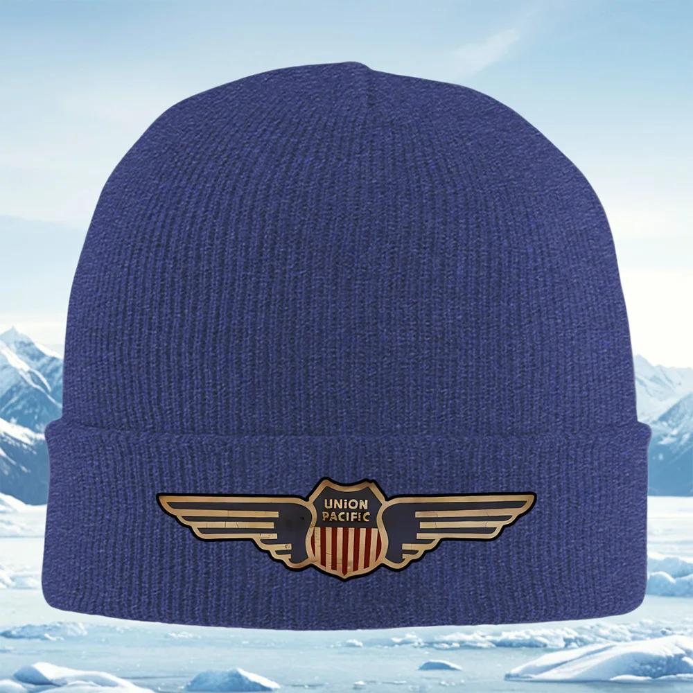 New Vintage Winged Emblem Railroad Sign Unisex Women Unisex Knitted Hat Beanie Pullover Cap Winter Thermal Warm Christmas Outdoor C